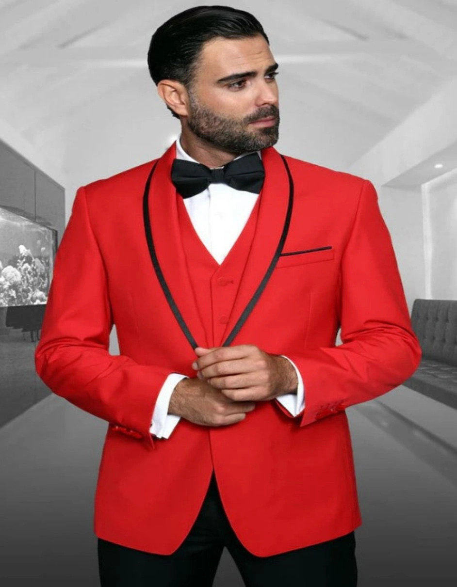 Sharp Red Tuxedo: The Perfect Fit for a Night of Distinction.