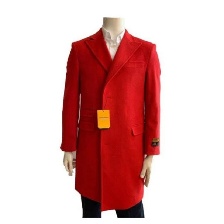 Red Alert Trench Coat For Men: Classic Wool, Modern Style