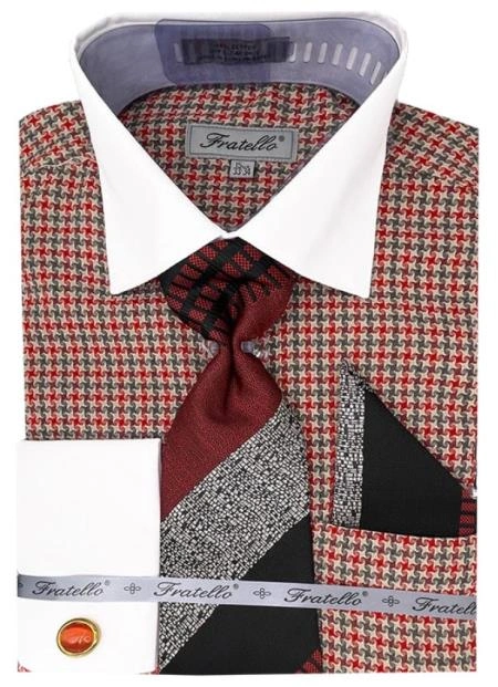 Red Plaid Power: Elevate Your Style with This Sharp Dress Shirt Set